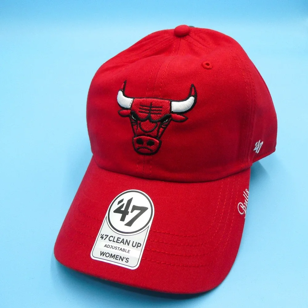 '47 Brand Cap Womens Adjustable Clean Up Chicago Bulls‎ Red Cotton Hat NBA